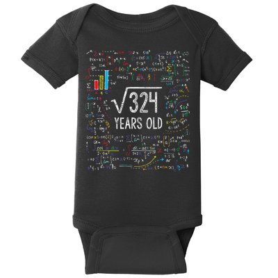 Square Root Of 324 18th Birthday 18 Year Old Gifts Math Bday Baby Bodysuit