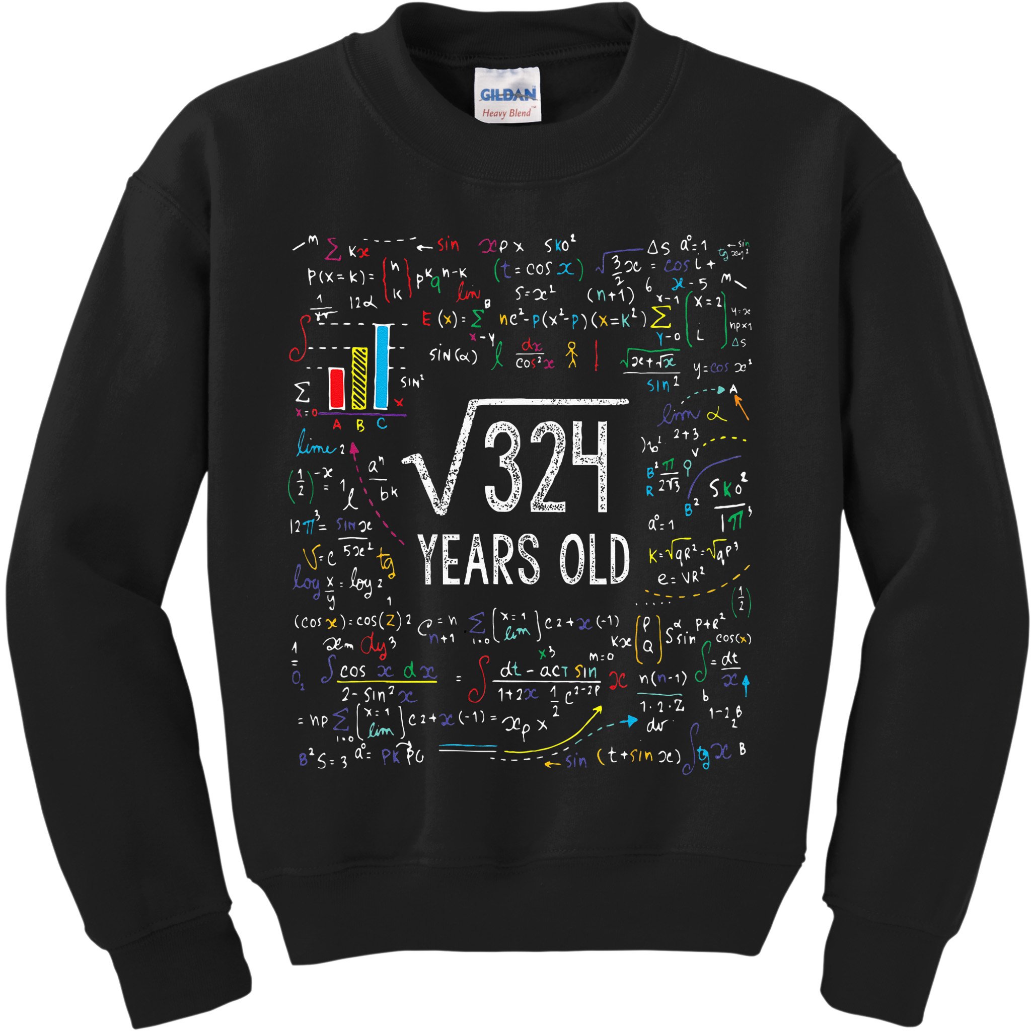 Square Root Of 324 18th Birthday 18 Year Old Gifts Math Bday Kids Sweatshirt