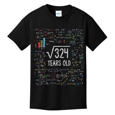 Square Root Of 324 18th Birthday 18 Year Old Gifts Math Bday Kids T-Shirt