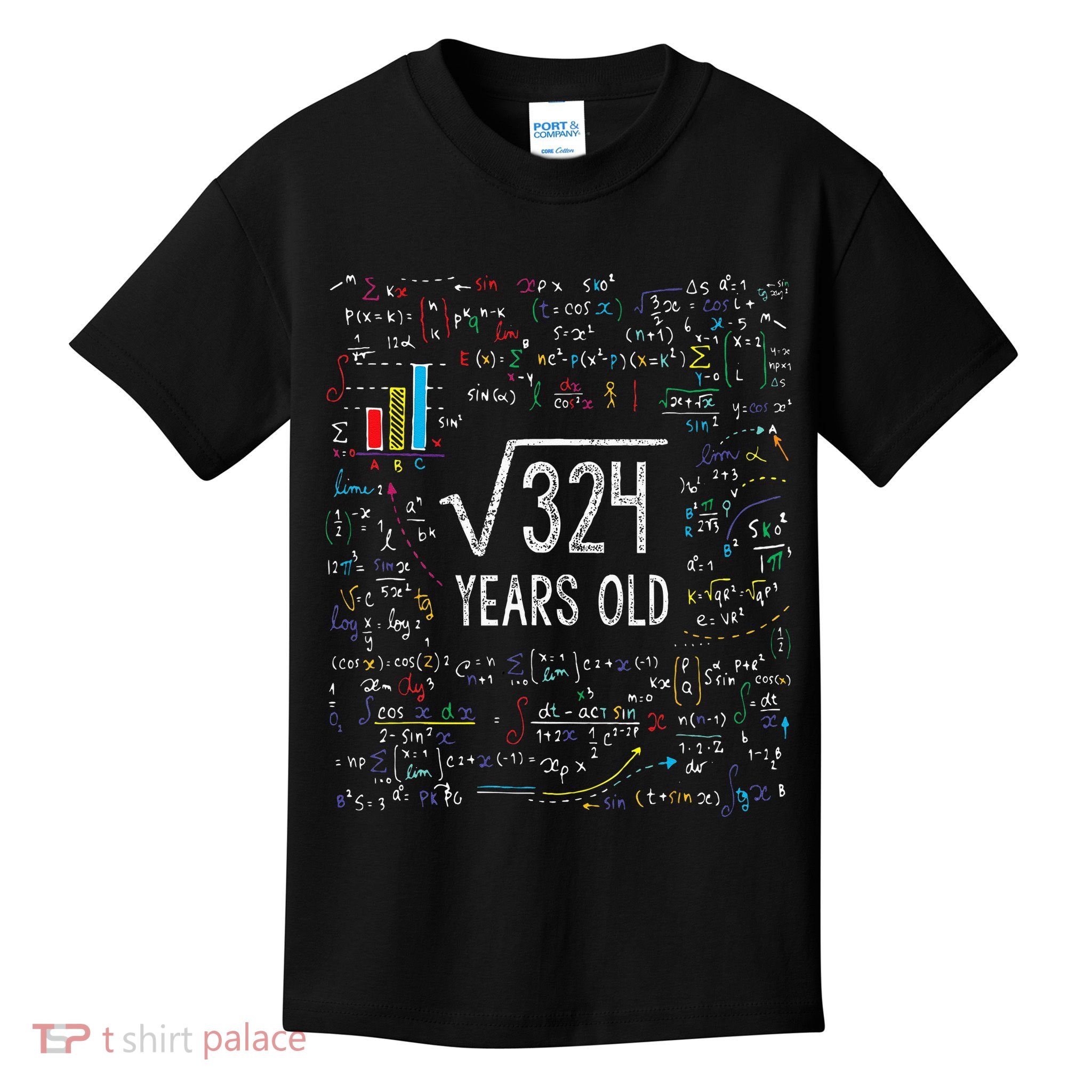 Square Root Of 324 18th Birthday 18 Year Old Gifts Math Bday Kids T-Shirt