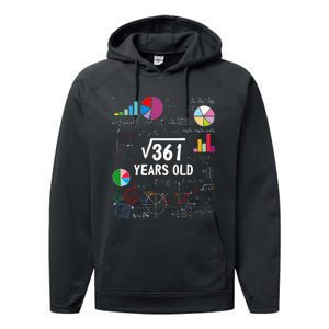 Square Root Of 361 19th Birthday 19 Year Old Math Nerd Performance Fleece Hoodie