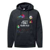 Square Root Of 361 19th Birthday 19 Year Old Math Nerd Performance Fleece Hoodie