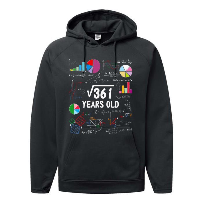 Square Root Of 361 19th Birthday 19 Year Old Math Nerd Performance Fleece Hoodie