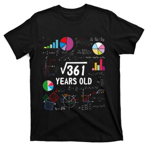 Square Root Of 361 19th Birthday 19 Year Old Math Nerd T-Shirt