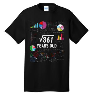 Square Root Of 361 19th Birthday 19 Year Old Math Nerd Tall T-Shirt