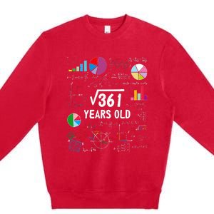 Square Root Of 361 19th Birthday 19 Year Old Math Nerd Premium Crewneck Sweatshirt