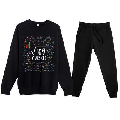 Square Root Of 169 13th Birthday Gift 13 Year Old Gifts Math Bday Gift Premium Crewneck Sweatsuit Set