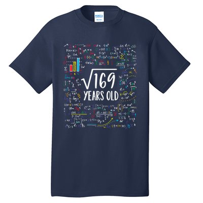 Square Root Of 169 13th Birthday Gift 13 Year Old Gifts Math Bday Gift Tall T-Shirt