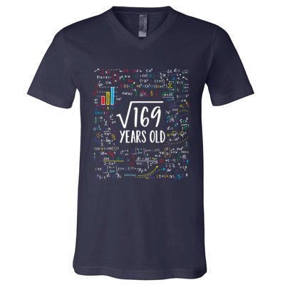 Square Root Of 169 13th Birthday Gift 13 Year Old Gifts Math Bday Gift V-Neck T-Shirt