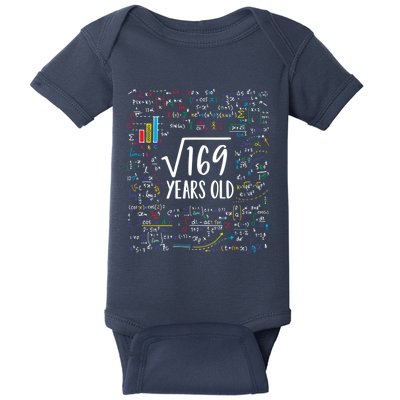 Square Root Of 169 13th Birthday Gift 13 Year Old Gifts Math Bday Gift Baby Bodysuit