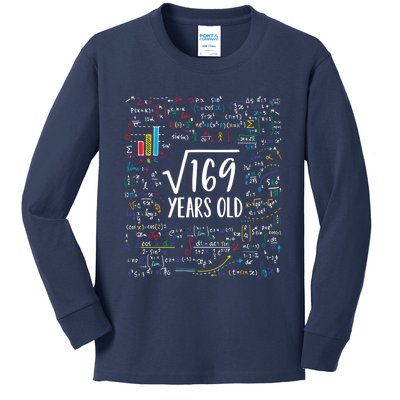 Square Root Of 169 13th Birthday Gift 13 Year Old Gifts Math Bday Gift Kids Long Sleeve Shirt