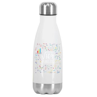 Square Root Of 169 13th Birthday Gift 13 Year Old Gifts Math Bday Gift Stainless Steel Insulated Water Bottle