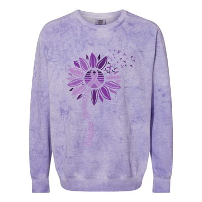 Sunflower Ribbons Overdose Awareness Colorblast Crewneck Sweatshirt