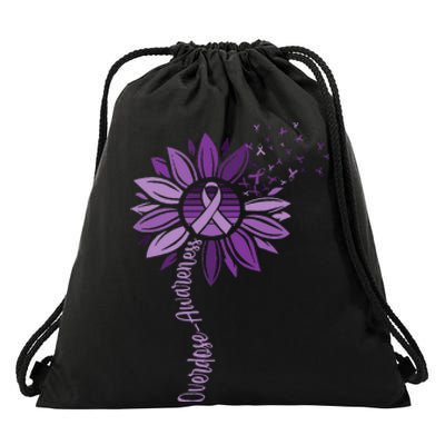 Sunflower Ribbons Overdose Awareness Drawstring Bag