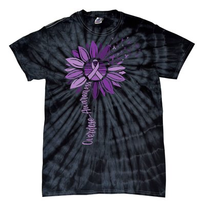 Sunflower Ribbons Overdose Awareness Tie-Dye T-Shirt