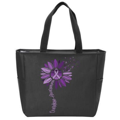 Sunflower Ribbons Overdose Awareness Zip Tote Bag