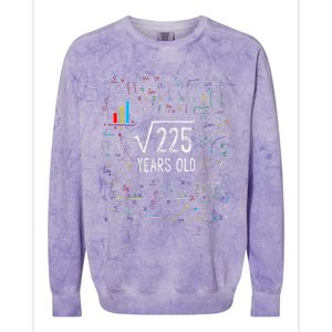 Square Root Of 225 15th Birthday 15 Year Old Gifts Math Bday Colorblast Crewneck Sweatshirt