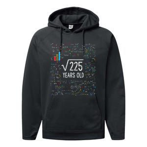 Square Root Of 225 15th Birthday 15 Year Old Gifts Math Bday Performance Fleece Hoodie