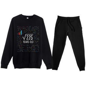 Square Root Of 225 15th Birthday 15 Year Old Gifts Math Bday Premium Crewneck Sweatsuit Set