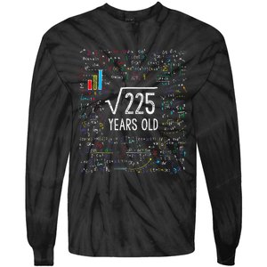 Square Root Of 225 15th Birthday 15 Year Old Gifts Math Bday Tie-Dye Long Sleeve Shirt