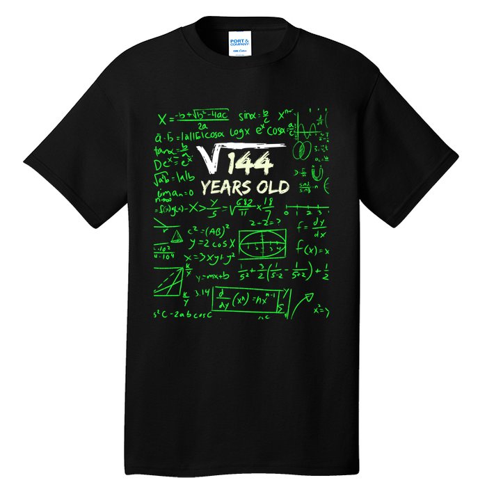 Square Root Of 144 12th Birthday 12 Years Old Gift Cool Gift Tall T-Shirt