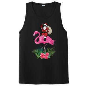 Santa Riding On A Pink Flamingo Christmas Santa Graphic Funny Gift PosiCharge Competitor Tank