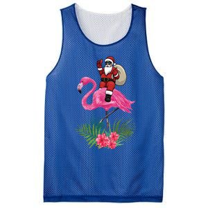 Santa Riding On A Pink Flamingo Christmas Santa Graphic Funny Gift Mesh Reversible Basketball Jersey Tank