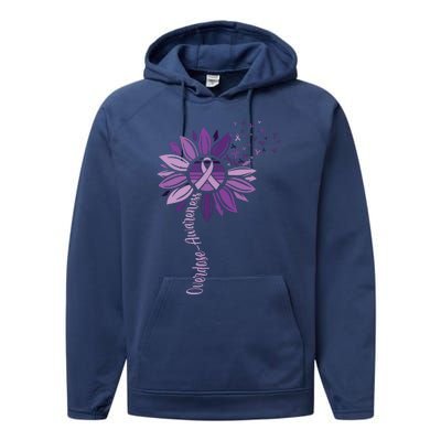 Sunflower Ribbons Overdose Awareness Performance Fleece Hoodie