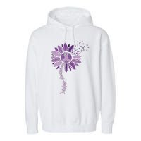 Sunflower Ribbons Overdose Awareness Garment-Dyed Fleece Hoodie