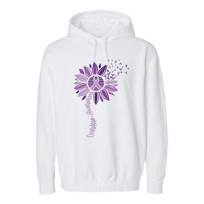 Sunflower Ribbons Overdose Awareness Garment-Dyed Fleece Hoodie