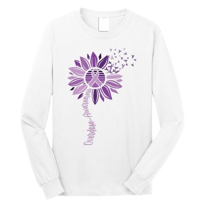 Sunflower Ribbons Overdose Awareness Long Sleeve Shirt