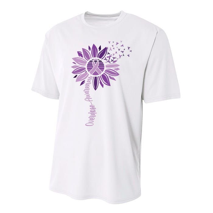 Sunflower Ribbons Overdose Awareness Performance Sprint T-Shirt