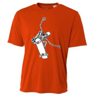 Skeleton Riding On Skateboard Halloween Gift Cooling Performance Crew T-Shirt