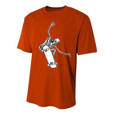 Skeleton Riding On Skateboard Halloween Gift Performance Sprint T-Shirt