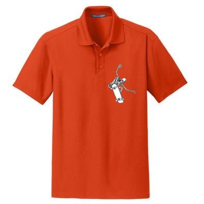 Skeleton Riding On Skateboard Halloween Gift Dry Zone Grid Polo