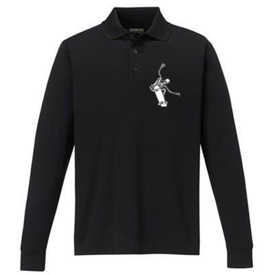 Skeleton Riding On Skateboard Halloween Gift Performance Long Sleeve Polo