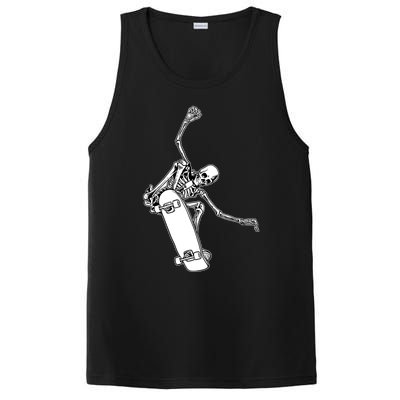 Skeleton Riding On Skateboard Halloween Gift PosiCharge Competitor Tank