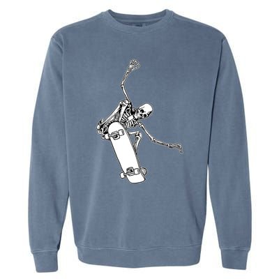 Skeleton Riding On Skateboard Halloween Gift Garment-Dyed Sweatshirt