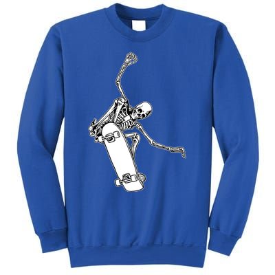 Skeleton Riding On Skateboard Halloween Gift Sweatshirt