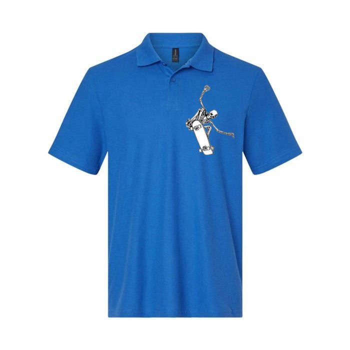 Skeleton Riding On Skateboard Halloween Gift Softstyle Adult Sport Polo