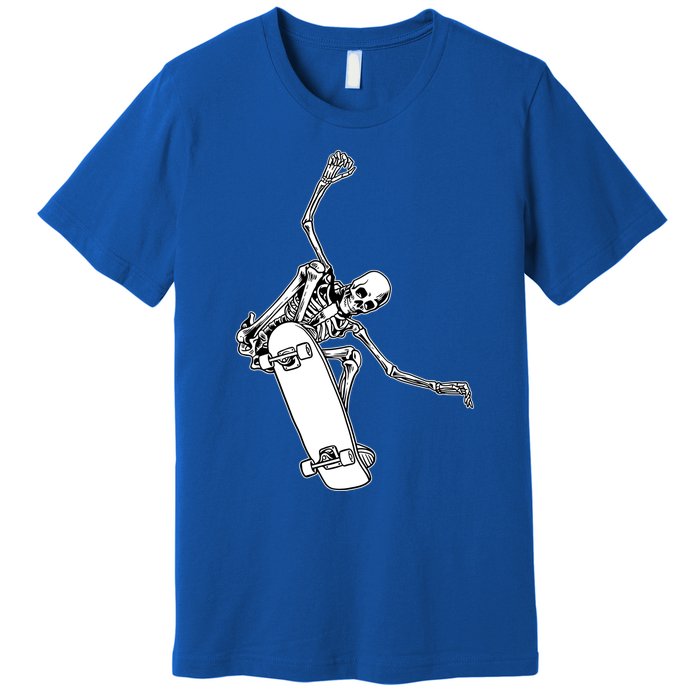 Skeleton Riding On Skateboard Halloween Gift Premium T-Shirt