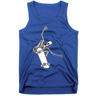 Skeleton Riding On Skateboard Halloween Gift Tank Top