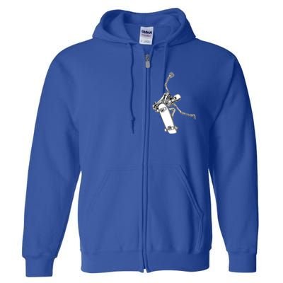 Skeleton Riding On Skateboard Halloween Gift Full Zip Hoodie