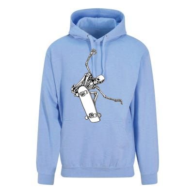 Skeleton Riding On Skateboard Halloween Gift Unisex Surf Hoodie