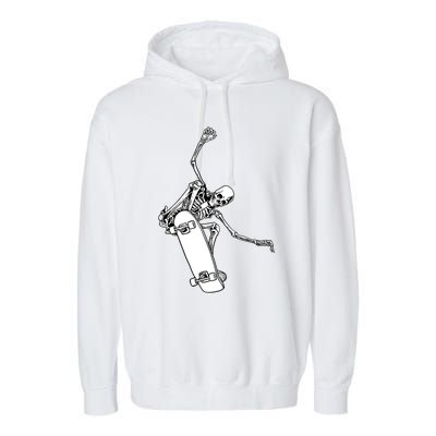 Skeleton Riding On Skateboard Halloween Gift Garment-Dyed Fleece Hoodie