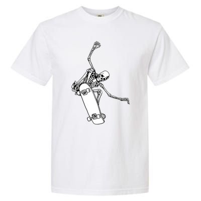 Skeleton Riding On Skateboard Halloween Gift Garment-Dyed Heavyweight T-Shirt