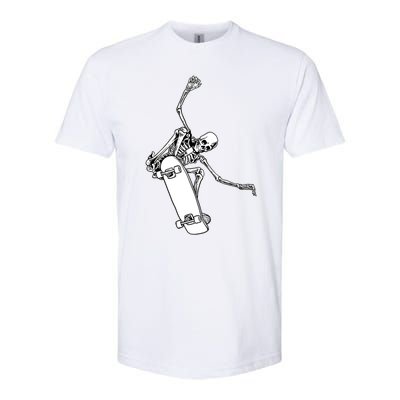 Skeleton Riding On Skateboard Halloween Gift Softstyle CVC T-Shirt