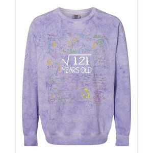 Square Root Of 121 11th Birthday 11 Year Old Funny Nerd Math Colorblast Crewneck Sweatshirt