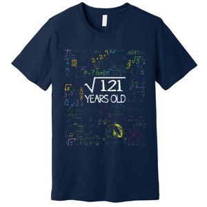 Square Root Of 121 11th Birthday 11 Year Old Funny Nerd Math Premium T-Shirt