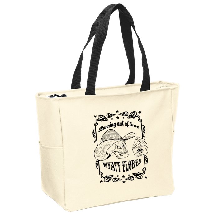 Skull Running Out Of Time Wyatt Flores Zip Tote Bag